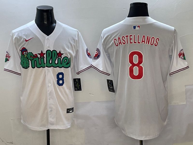 Men Philadelphia Phillies #8 Castellanos White three generations Joint Name Nike 2025 MLB Jersey style 3->philadelphia phillies->MLB Jersey